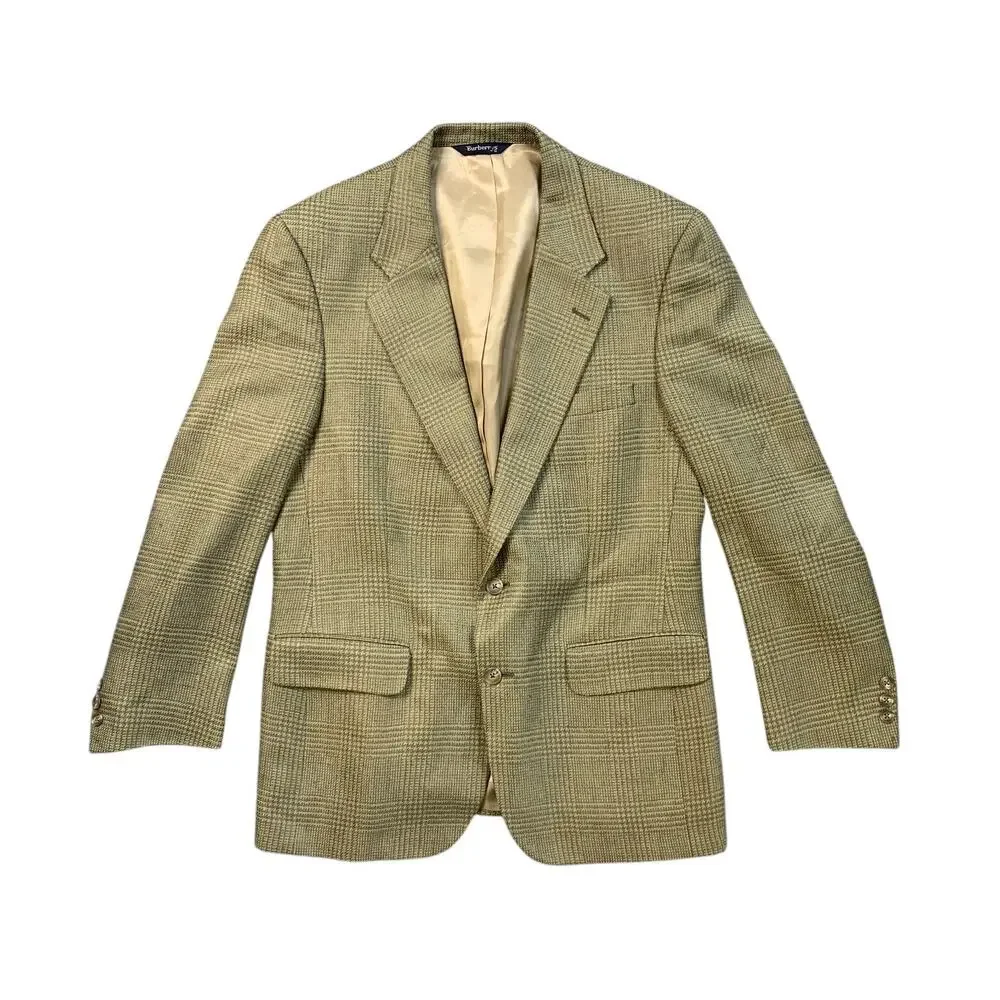 Vintage Burberrys Blazer Mens 41 Houndstooth Wool Single Breasted Notch 2-Button